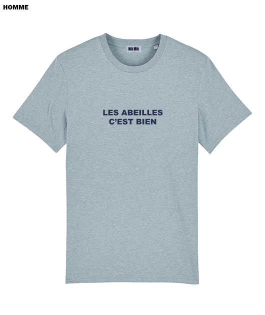 Tshirt coton bio Homme Bleu clair Les Abeilles c'est  bien