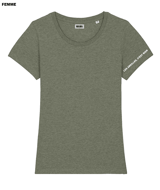 Tshirt coton bio Femme Kaki Les Abeilles c'est bien