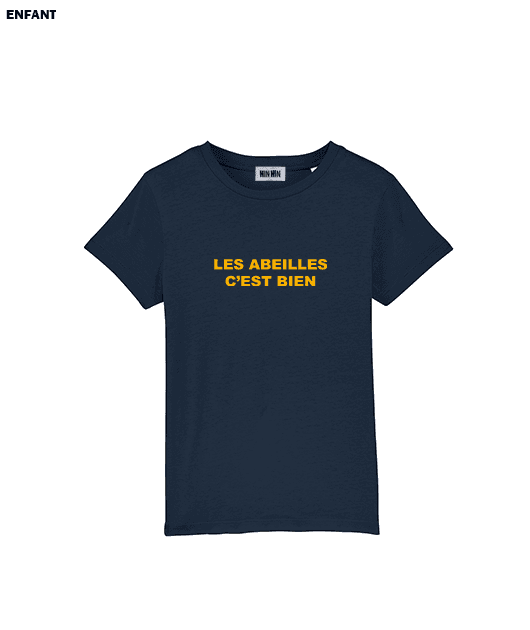 Tshirt coton bio Enfant Marine Les Abeilles c'est bien