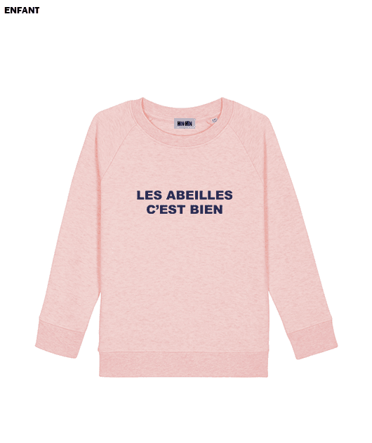 Pull coton bio Enfant Rose Les Abeilles c'est bien