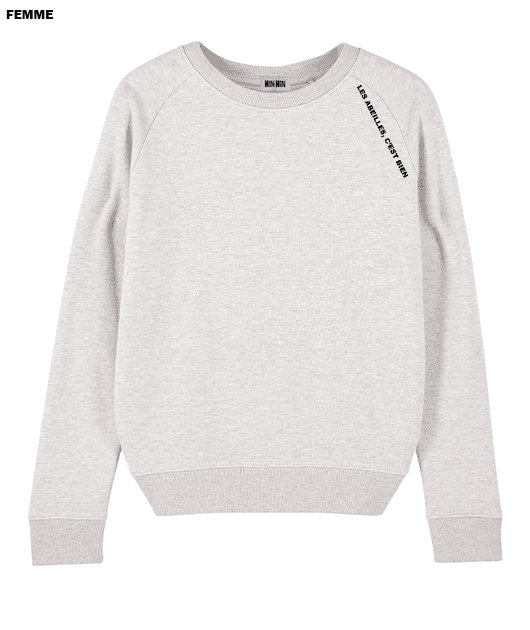 Pull coton bio Femme Gris Clair Les Abeilles c'est bien