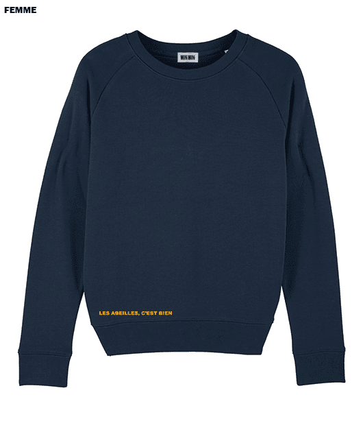 Pull coton bio Femme Marine Les Abeilles c'est bien