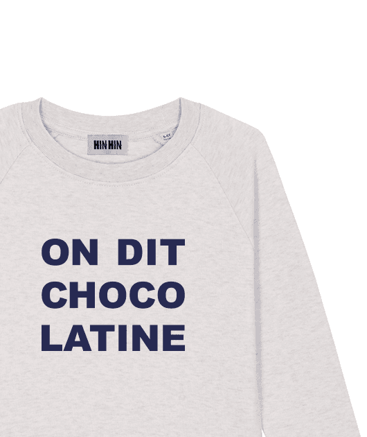 Pull coton bio Enfant Gris clair On dit Chocolatine