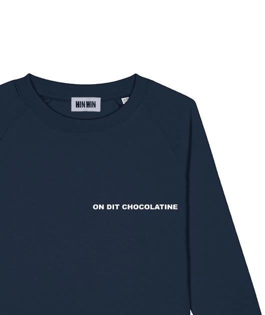 Pull coton bio Enfant Marine On dit Chocolatine