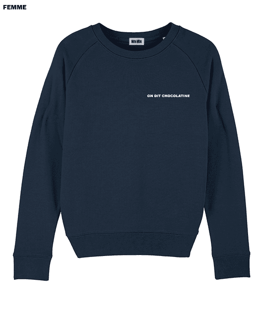 Pull coton bio Femme Marine On dit Chocolatine